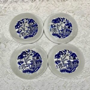 4pc Blue Willow Heavy Ceramic Coasters 4in D.(C)